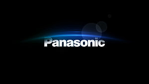 Panasonic Corporate Logo with Blue Lens Flare on Black Background HD wallpaper