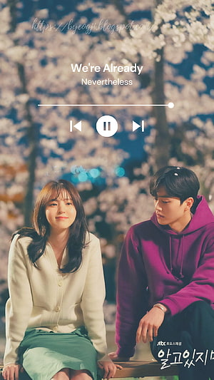 Nevertheless K-Drama Couple Under Cherry Blossoms at Night HD phone wallpaper