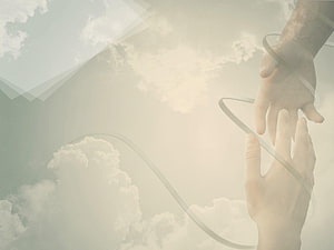 Two Hands Reaching Toward the Light in a Serene Cloudy Sky HD wallpaper