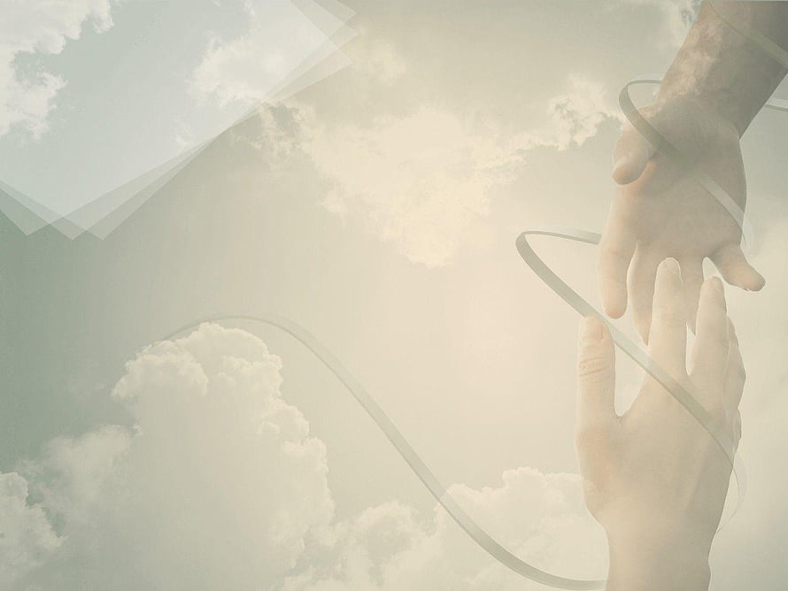 Two Hands Reaching Toward the Light in a Serene Cloudy Sky HD wallpaper