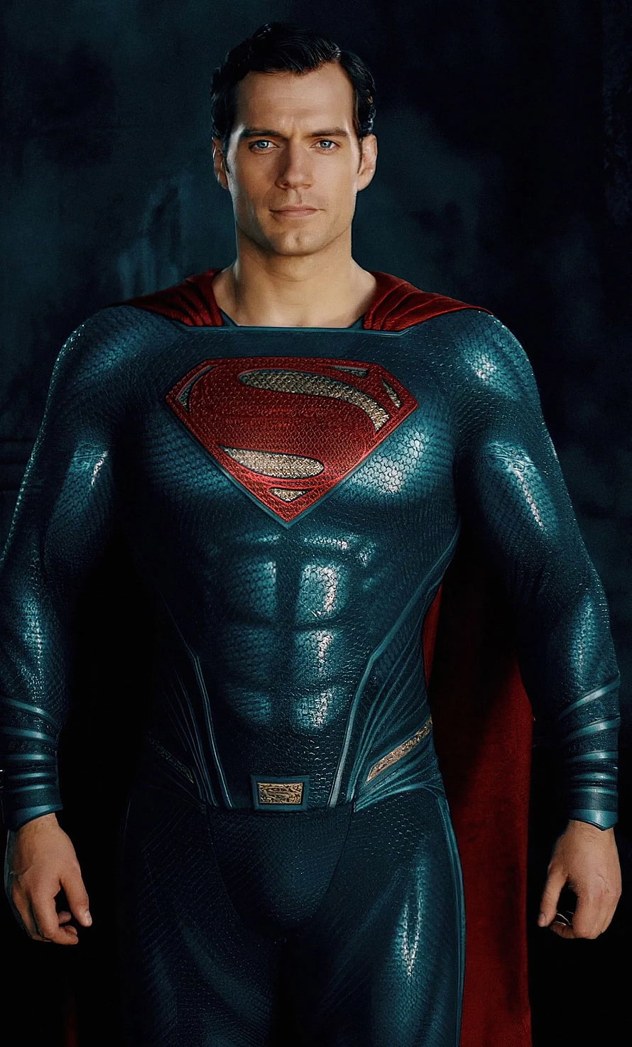 Henry Cavill as Superman in the textured blue suit and red cape HD phone wallpaper