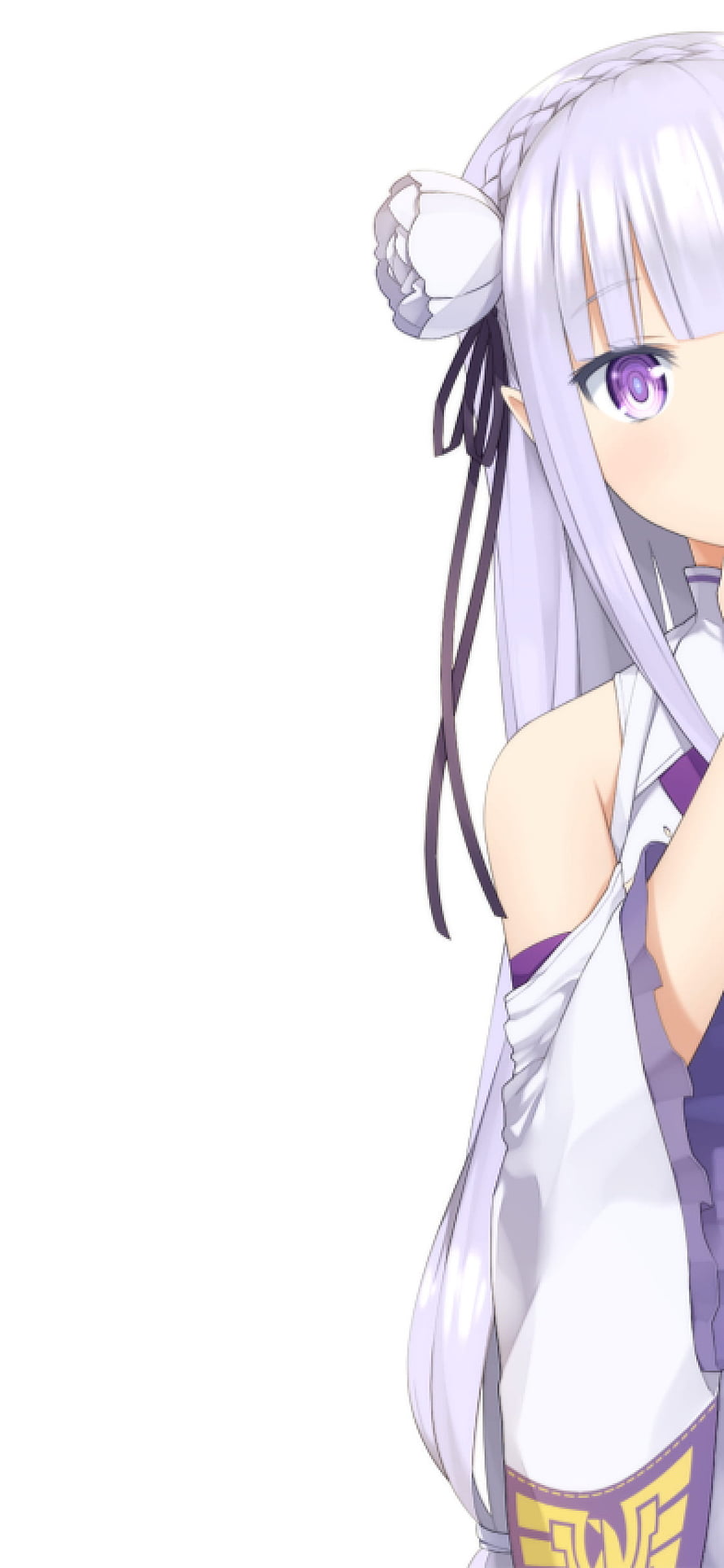 Emilia from Re:Zero Kara Hajimeru Isekai Seikatsu in White and Purple Dress HD phone wallpaper