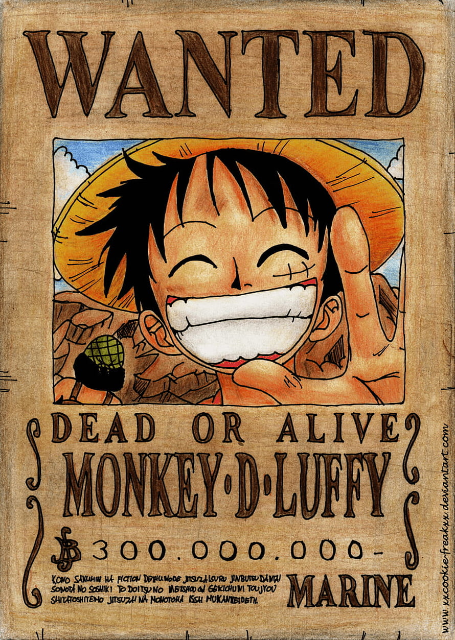 Monkey D. Luffy Wanted Poster from One Piece Anime Series HD phone wallpaper