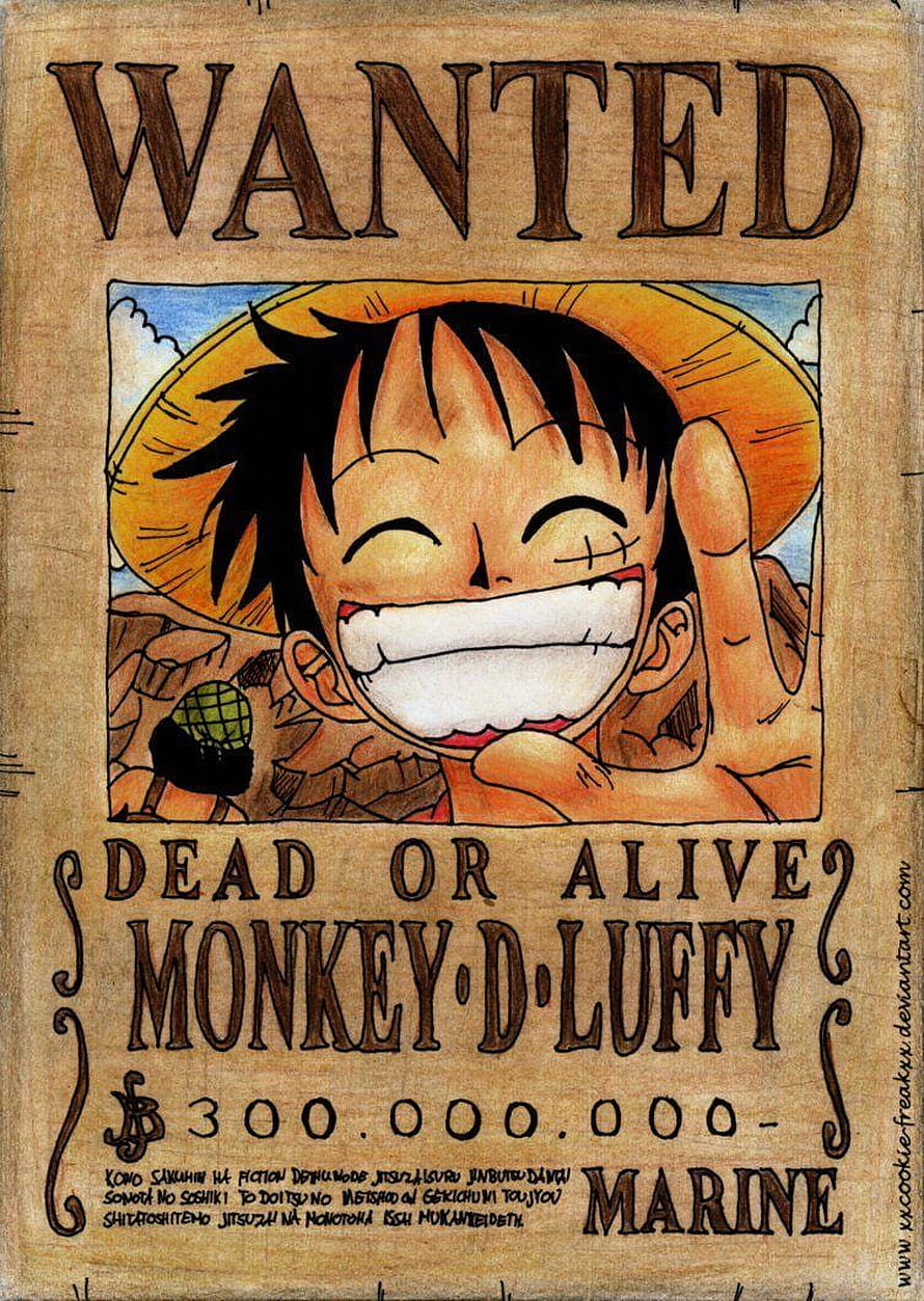 Monkey D. Luffy Wanted Poster from One Piece Anime Series HD phone wallpaper