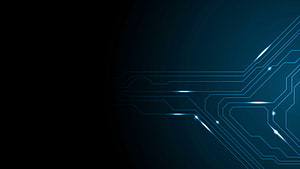 Dark Technology Circuit Board with Glowing Blue Traces and Digital Light Effects HD wallpaper