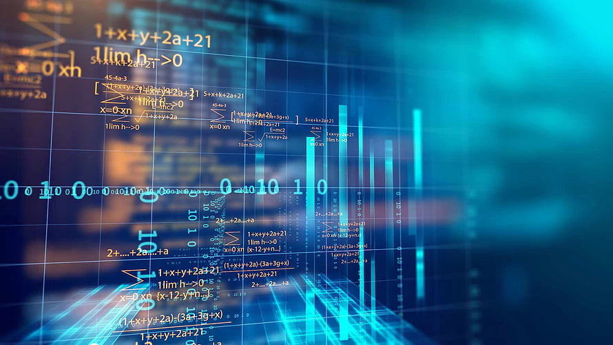 Abstract Digital Data Visualization with Mathematical Equations and Bar Charts HD wallpaper