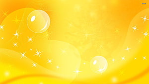 Vibrant Yellow Abstract Background with Bubbles and Sparkling Starbursts HD wallpaper