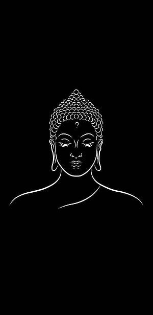 Minimalist Buddha Line Art Portrait in Black and White HD phone wallpaper