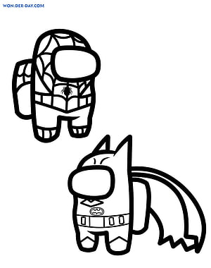 Among Us Spider-Man and Batman Character Coloring Page HD phone wallpaper