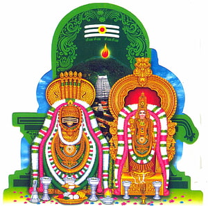 Annamalaiyar and Goddess Devotee at Thiruvannamalai Temple with Sacred Offerings HD wallpaper