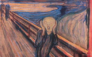 Edvard Munch The Scream Expressionist Painting of a Distorted Figure on a Bridge HD wallpaper