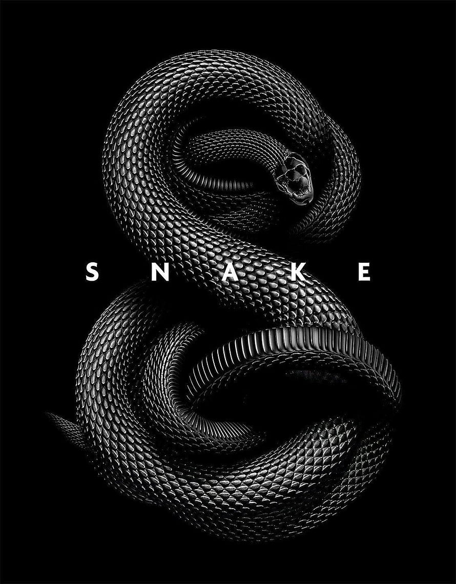 Monochromatic 3D Rendered Snake Coiled in an S Shape on Black Background HD phone wallpaper