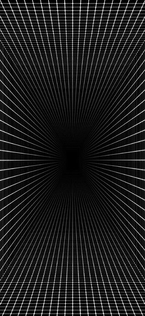 Black and White Perspective Grid Tunnel with Radiating Lines and Dark Center HD phone wallpaper