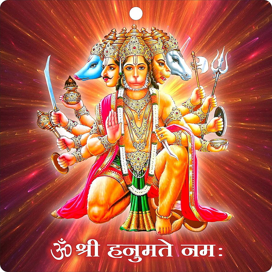 Panchmukhi Hanumanji Divine Illustration With Five Faces And Radiant Aura HD phone wallpaper