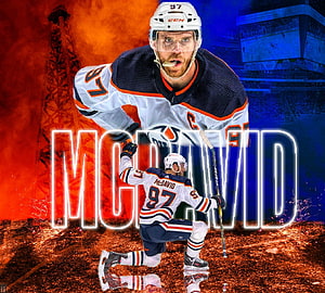 Connor McDavid Edmonton Oilers Hockey Player Neon Portrait HD wallpaper