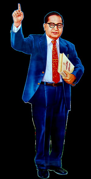 Bhimrao Ramji Ambedkar Standing Portrait in Blue Suit with Red Tie and Book HD phone wallpaper