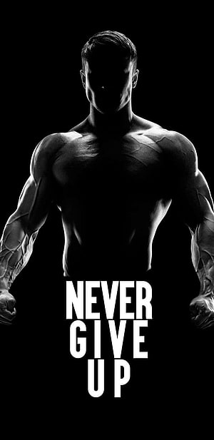 Black and White Muscular Male Silhouette with Motivational Text HD phone wallpaper