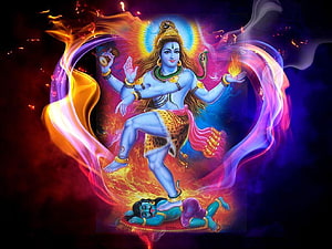 Lord Shiva Nataraja Dance of Creation and Destruction in Cosmic Fire HD wallpaper