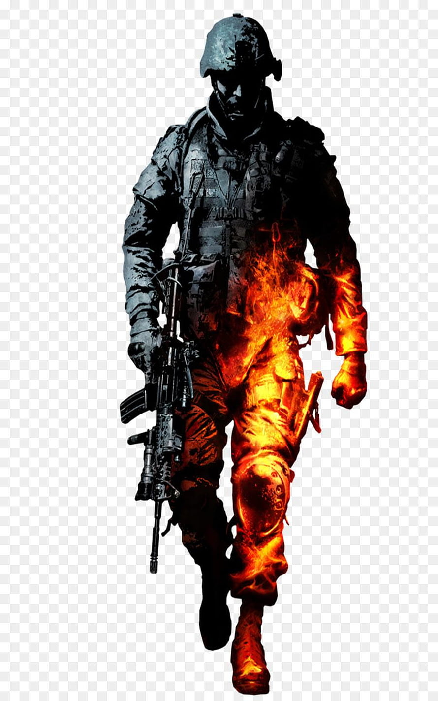 Flaming Soldier Digital Art with Tactical Rifle and Combat Gear HD phone wallpaper