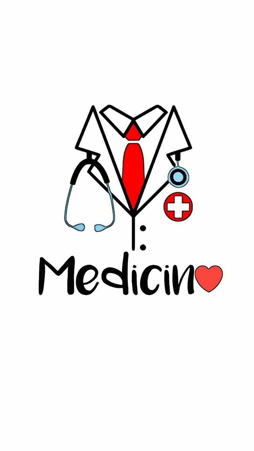 Minimalist Medicine Doctor Icon with Stethoscope and Red Tie on White Background HD phone wallpaper
