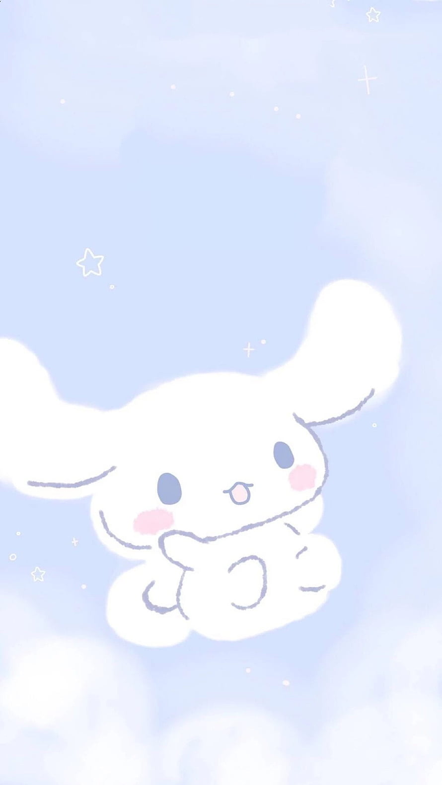 Cinnamoroll Floating in Pastel Blue Sky with Stars and Clouds HD phone wallpaper