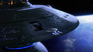 Star Trek The Next Generation Starship Enterprise Above Planet Atmosphere HD wallpaper