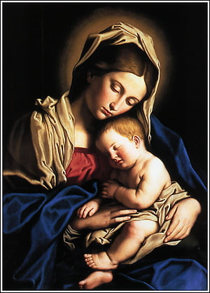 Mother Mary and Baby Jesus in a Classical Renaissance Oil Painting HD phone wallpaper