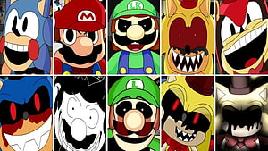 Five Nights at Sonic's Maniac Mania: Creepypasta Characters and FNAF Animatronics Collab HD wallpaper