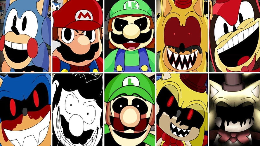 Five Nights at Sonic's Maniac Mania: Creepypasta Characters and FNAF Animatronics Collab HD wallpaper
