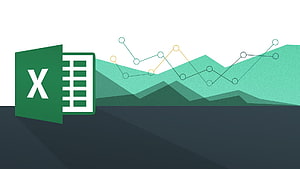 Microsoft Excel Spreadsheet Icon with Data Chart and Mountain Landscape HD wallpaper