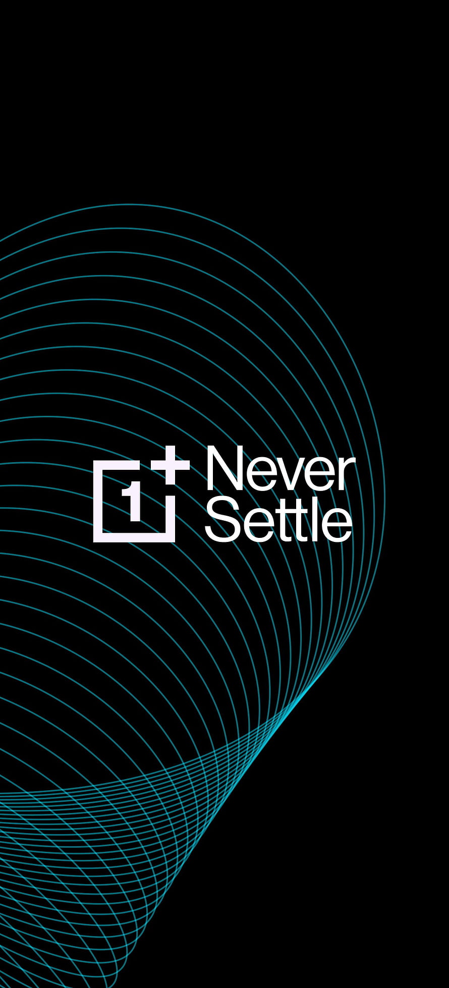 OnePlus Never Settle Logo with Cyan Wireframe Sphere on Black Background HD phone wallpaper