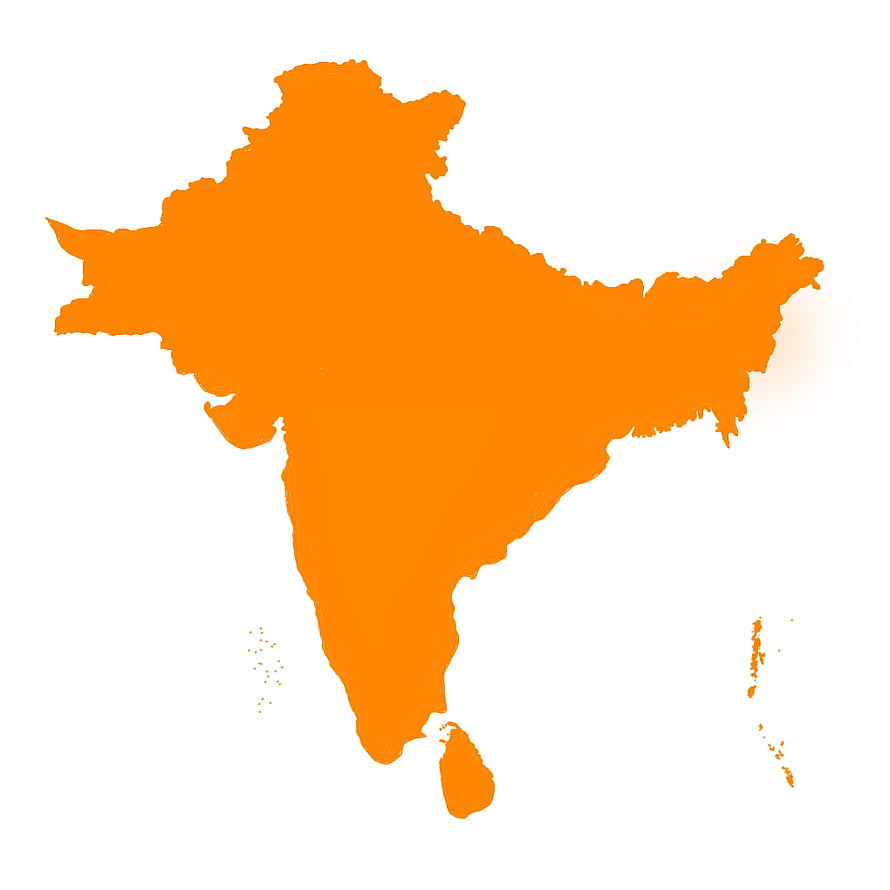 Vibrant Orange Map of India and the Indian Subcontinent on White Background HD phone wallpaper