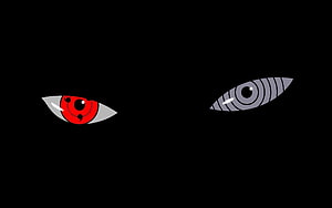Naruto Sharingan and Rinnegan Eyes on Black Background HD wallpaper