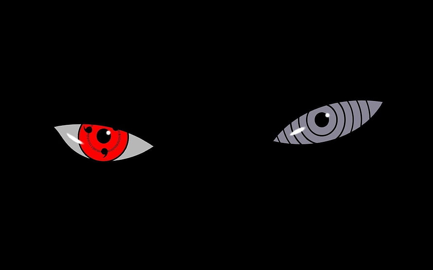 Naruto Sharingan and Rinnegan Eyes on Black Background HD wallpaper