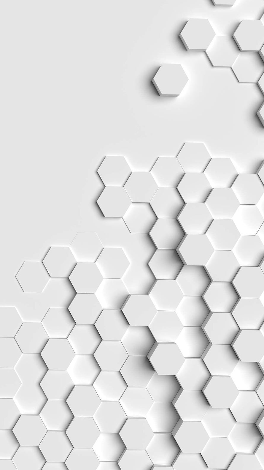Minimalist White Hexagonal 3D Pattern Abstract Geometric Background HD phone wallpaper
