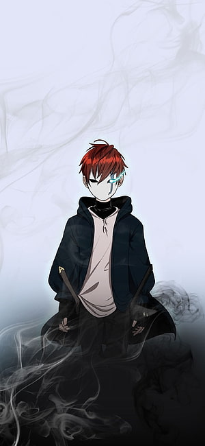 Arthur from The Beginning After the End in a dark hoodie with glowing blue eye and swirling smoke HD phone wallpaper