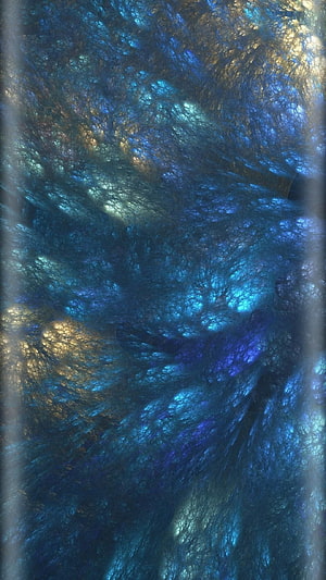 Abstract Blue and Gold Cosmic Nebula Texture with Iridescent Shimmer HD phone wallpaper