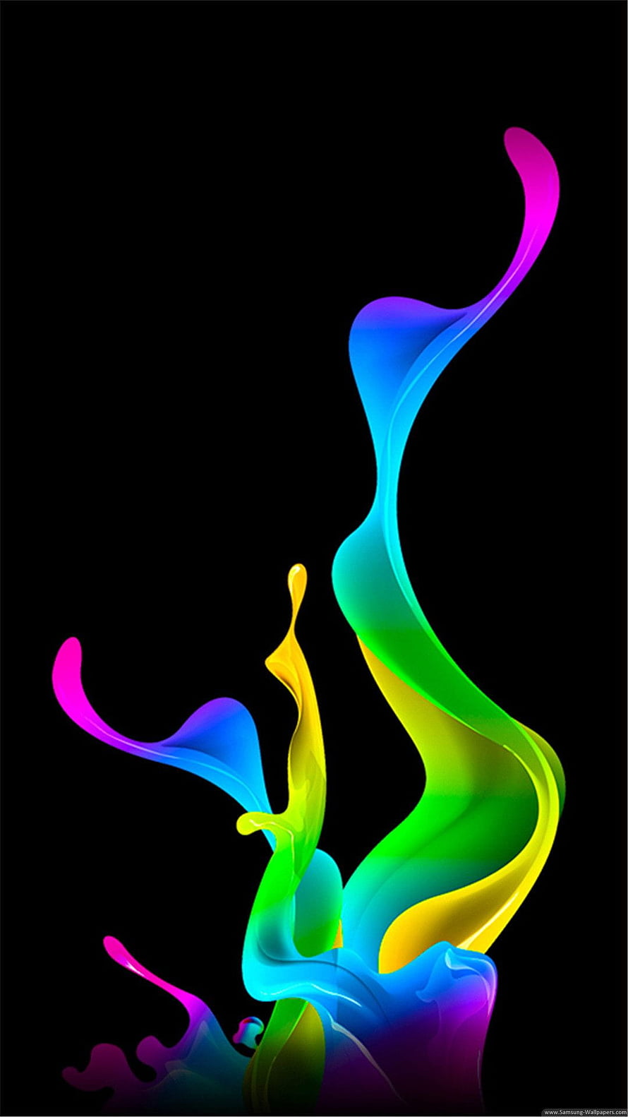 Vibrant Rainbow Liquid Splash Abstract Art on Black Background HD phone wallpaper