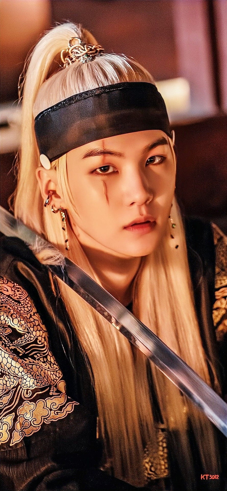 Agust D as Daechwita in Traditional Korean Warrior Attire with Sword HD phone wallpaper