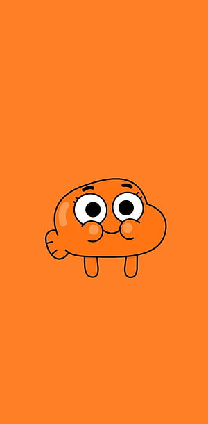 Cute Cartoon Gumball Darwin Character on Orange Background HD phone wallpaper