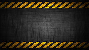 Industrial Caution Tape Border on Dark Textured Metal Background HD wallpaper