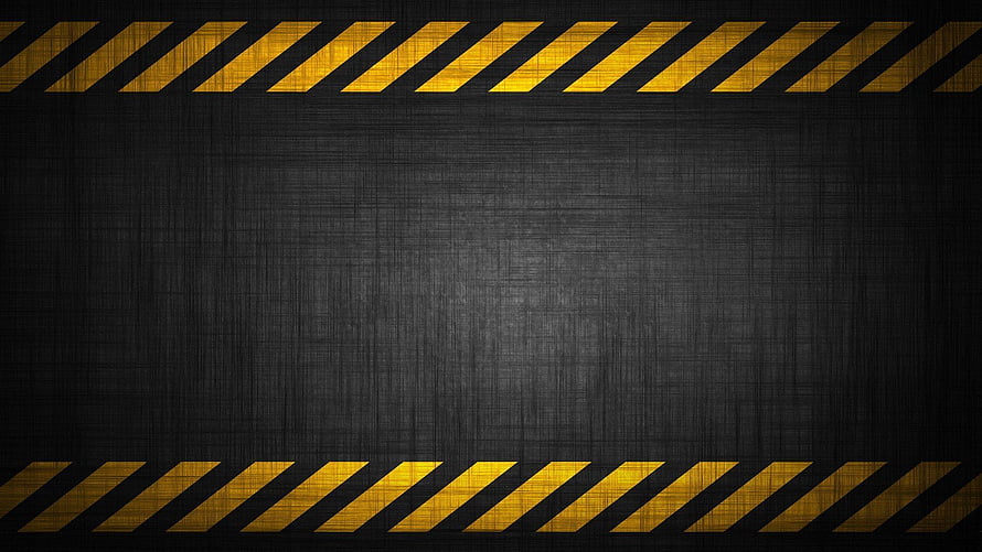 Industrial Caution Tape Border on Dark Textured Metal Background HD wallpaper