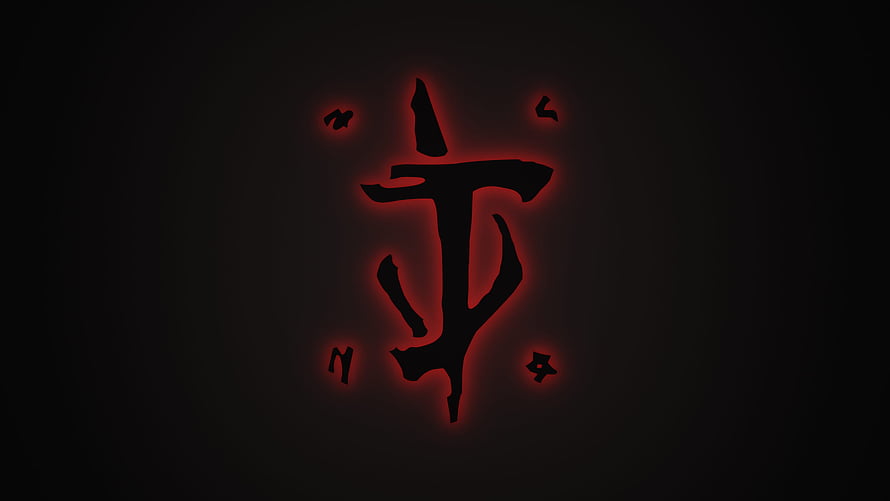 Doom Slayer Mark of the Slayer Glowing Red Symbol on Black Background HD wallpaper