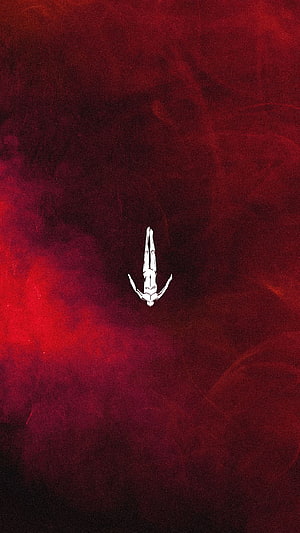 Minimalist White Figure Diving Into Deep Crimson Abstract Void HD phone wallpaper