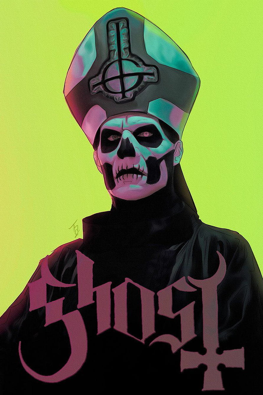 Ghost Metal Band Papist Character Digital Art Portrait HD phone wallpaper