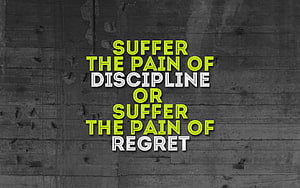 Motivational Discipline Quote on Dark Concrete Wall with Neon Green and White Typography HD wallpaper