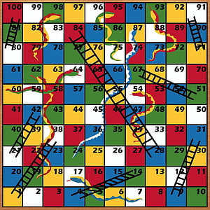 Classic Snake and Ladder Board Game Template with Colorful Grid and Numbered Squares HD phone wallpaper