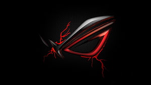 Asus ROG Eye Logo with Red Energy Cracks on Dark Hexagonal Background HD wallpaper