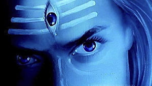 Angry Shiva Third Eye Close-Up With Intense Blue Lighting And Mystical Aura HD wallpaper
