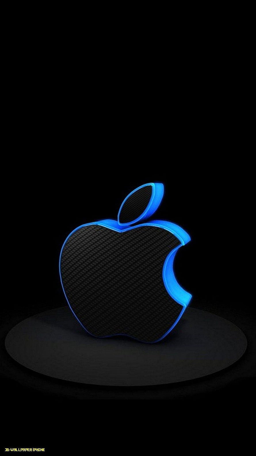 Glowing Blue Apple Logo with Carbon Fiber Texture on Black Background HD phone wallpaper